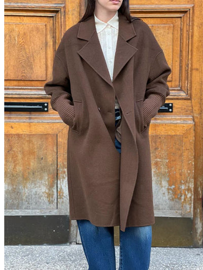 Abrigo de color marrón largo de lana