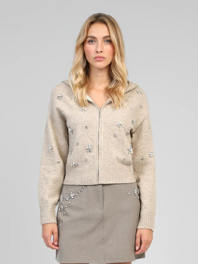 Chaqueta de brillos beige