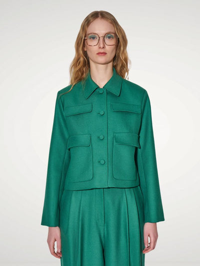 chaqueta de lana cropped recta verde Paul&Joe 
