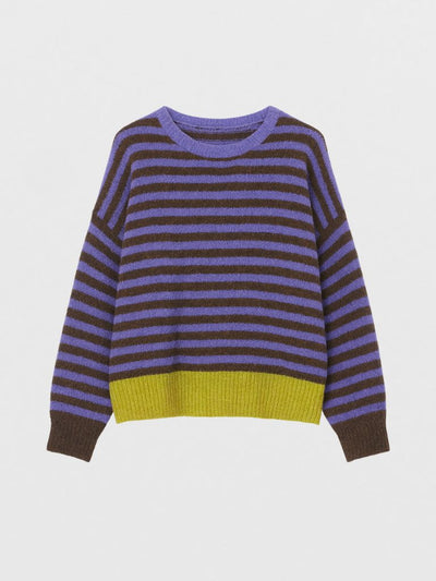 Jersey a rayas de color morado y marrón