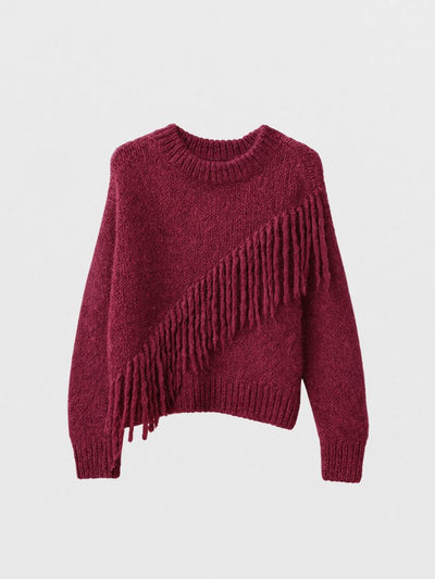 Jersey burdeos con flecos 