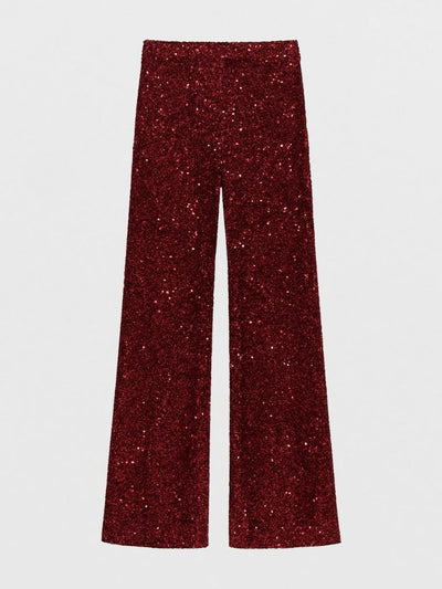 Pantalón de lentejuelas burdeos