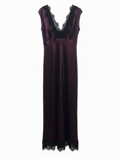 Vestido de encaje burdeos